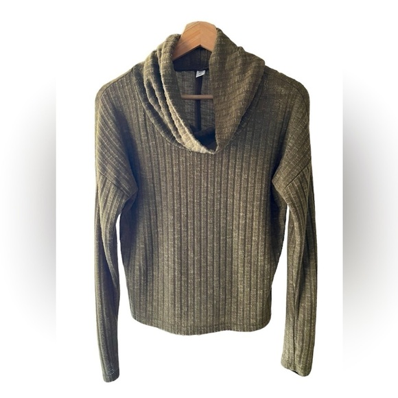 bp Tops - BP‎ Olive Green Ribbed Soft Dolman Long-sleeve Cowl Turtleneck Fall Cozy Top